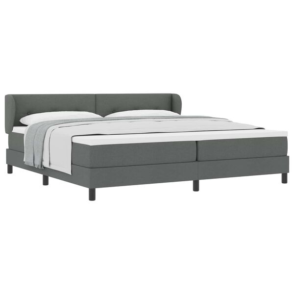 vidaXL Boxspringbett mit Matratze Dunkelgrau 200 x 200 cm Stoff