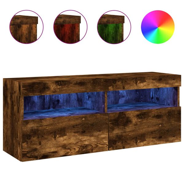 vidaXL TV-Wandschrank mit LED-Leuchten R&auml;uchereiche 100x30x40 cm