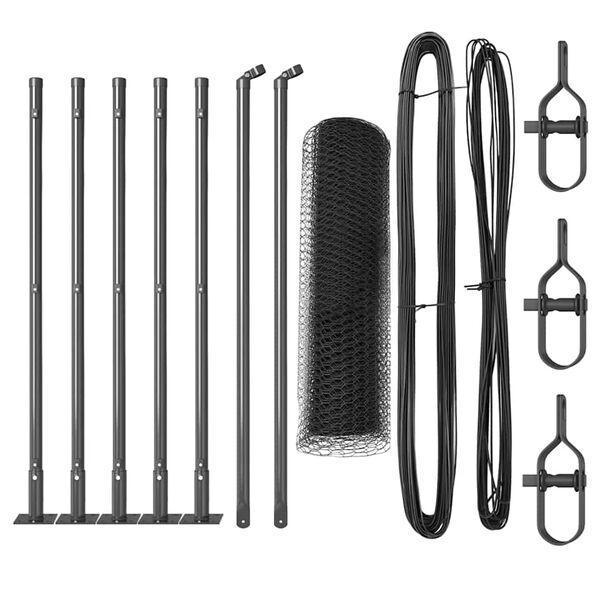 vidaXL Zaunpfosten Grau 10 x 0,5 m (25 mm Maschenweite) Stahl und PVC