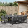 vidaXL Garten Essgruppe 9 pcs Schwarz Poly-Rattan