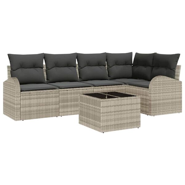 vidaXL Sofa Set mit Kissen 6 pcs Hellgrau Polyester