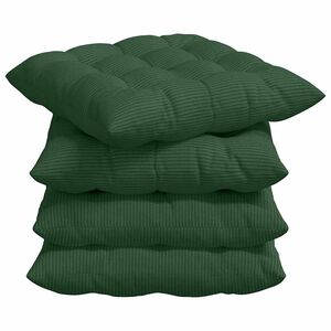 vidaXL Sitzkissen 4 stk. Cordstoff Dunkelgr&uuml;n 40 x 40 x 6 cm