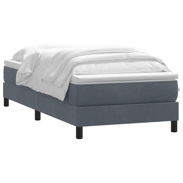 vidaXL Boxspringbett mit Matratze Dunkelgrau 90x220 cm Samt