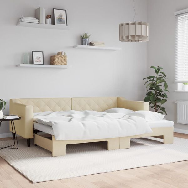 vidaXL Tagesbett Ausziehbar Creme 80x200 cm Stoff