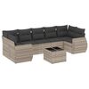 vidaXL 8-tlg. Garten-Sofagarnitur mit Kissen Hellgrau Poly Rattan