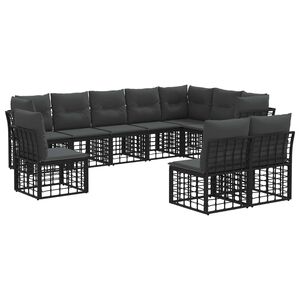 vidaXL Outdoor-Sofagarnitur mit Kissen 7 pcs Schwarz Polyester