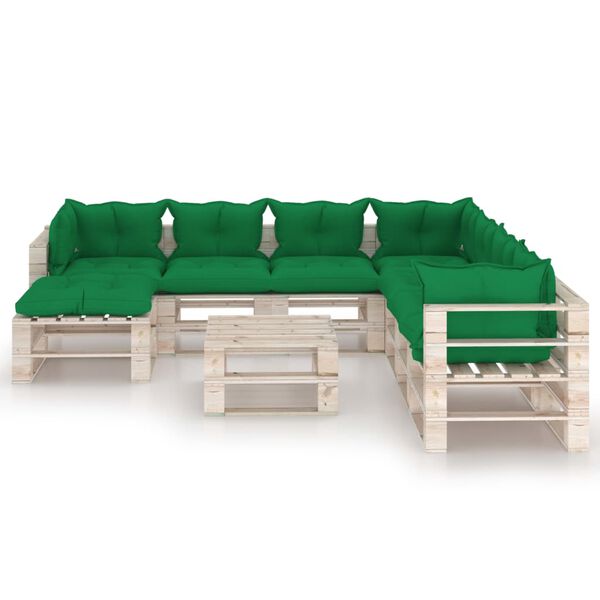 vidaXL 9-tlg. Garten-Lounge-Set aus Paletten mit Kissen Kiefernholz