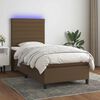 vidaXL Boxspringbett mit Matratze & LED Dunkelbraun 90x200 cm Stoff