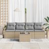 vidaXL Sofa Set mit Kissen 5 pcs Beige und Grau Poly-Rattan