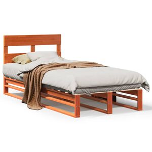 vidaXL Massivholzbett ohne Matratze Wachsbraun 90x190 cm Kiefernholz
