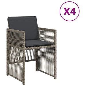 vidaXL Gartenst&uuml;hle mit Kissen 4 Stk. Grau Poly Rattan