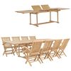 vidaXL 9-tlg. Garten-Essgruppe 180-280 x 100 x 75 cm Teak Massivholz