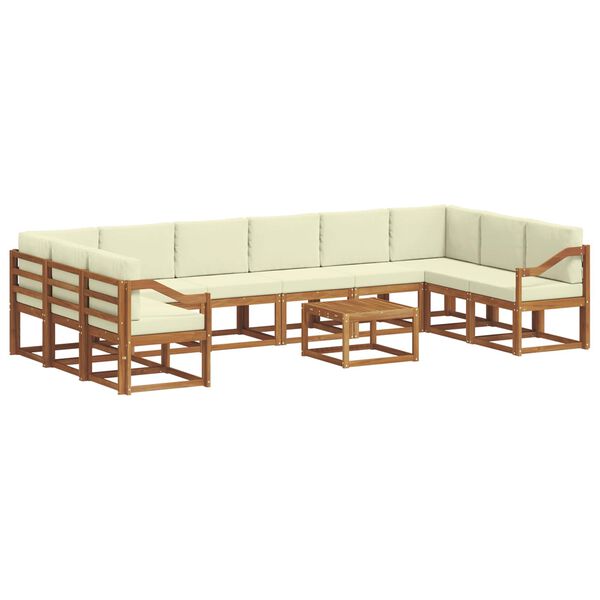 vidaXL Outdoor-Sofagarnitur mit Kissen 11 pcs Natur und Creme