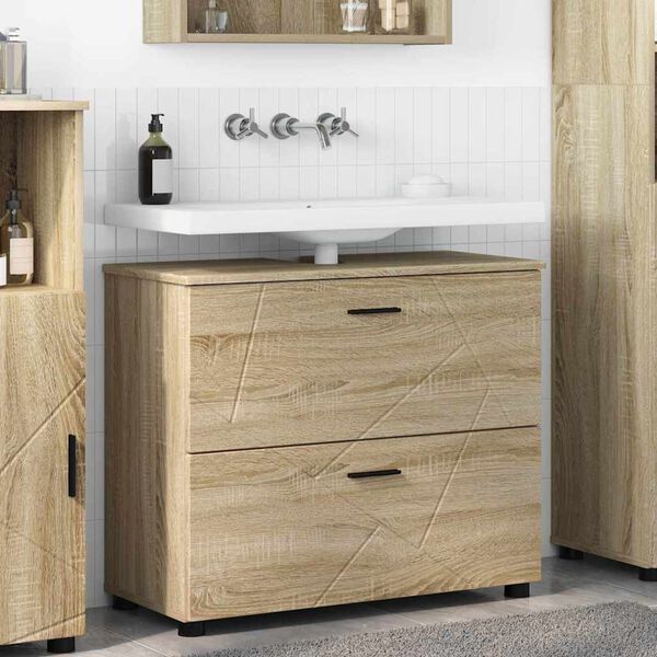vidaXL Badezimmerschrank mit Schubladen Sonoma-Eiche 76,5 x 35 x 64 cm