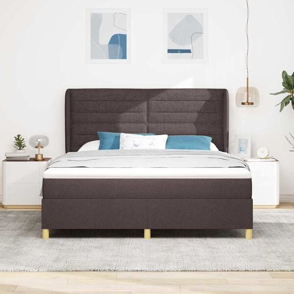 vidaXL Boxspringbett mit Matratze Dunkelgrau 90x190 cm Dunkelbraun