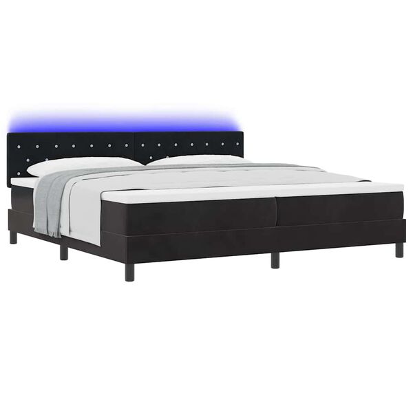 vidaXL LED Boxspringbett mit Matratze Schwarz 200 x 200 cm Samt