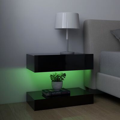 vidaXL TV-Schränke mit LED-Leuchten 2 Stk. Hochglanz-Schwarz 60x35 cm