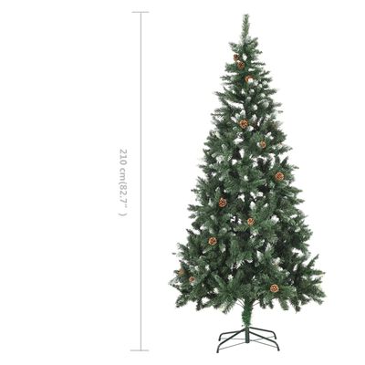 vidaXL Künstlicher Weihnachtsbaum Kiefernzapfen Weißem Glitzer 210 cm