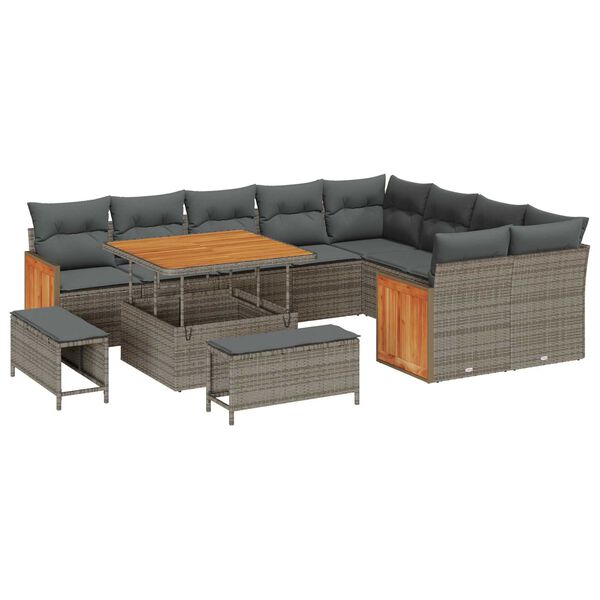 vidaXL Gartensofa-set mit Kissen 12 pcs Grau