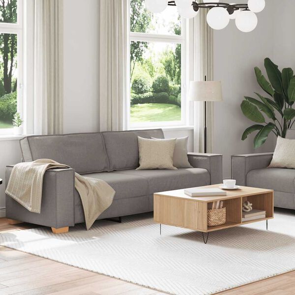 vidaXL 2-tlg. Sofagarnitur mit Kissen Taupe Stoff