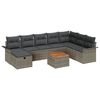 vidaXL Garten-Sofa-Set mit Kissen mit Speicher 9 pcs Grau Poly Rattan