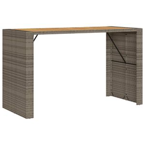vidaXL Garten-Bartisch mit Holzplatte Grau 185x80x110 cm Polyrattan