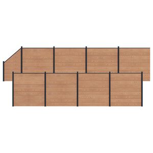 vidaXL Zaunelement 9 pcs WPC und Aluminium Braun