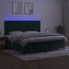 vidaXL Boxspringbett mit Matratze & LED Dunkelgr&uuml;n 200x200 cm Samt