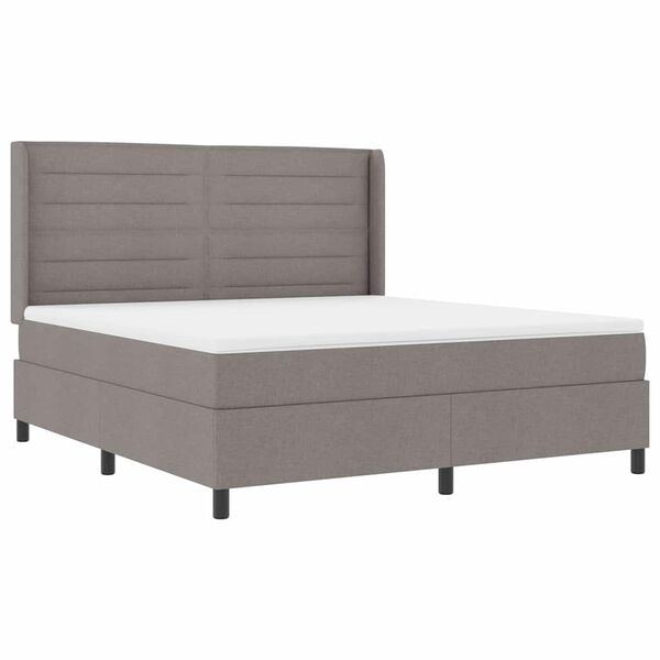 vidaXL LED Boxspringbett mit Matratze Taupe 180 x 200 cm Stoff