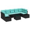 vidaXL Garten-Sofa-Set 8 stk. Schwarz und T&uuml;rkis Poly-Rattan
