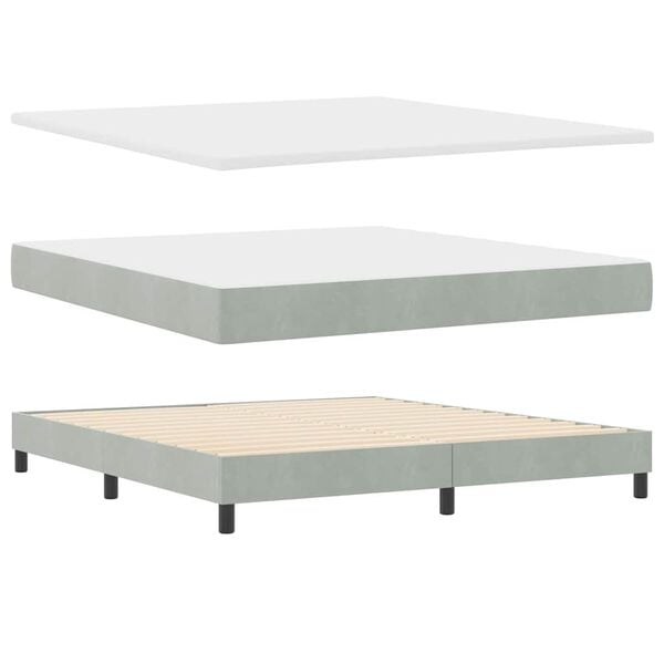 vidaXL Boxspringbett mit Matratze Hellgrau 200 x 180 cm Polyester