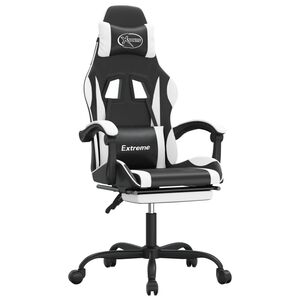 vidaXL Gaming-Stuhl mit Fu&szlig;st&uuml;tze Schwarz und Wei&szlig; Kunstleder