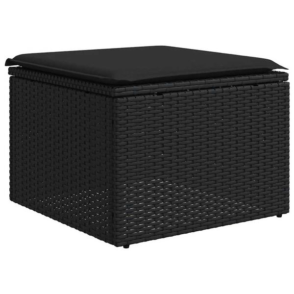vidaXL 2-tlg. Garten-Sofagarnitur mit Kissen Schwarz Poly Rattan