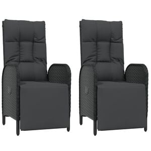vidaXL Garten-Relaxsessel mit Kissen 2 Stk. Poly Rattan Schwarz
