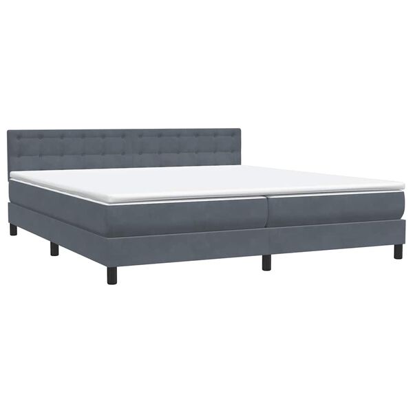 vidaXL Boxspringbett mit Matratze Dunkelgrau 180x210 cm Samt