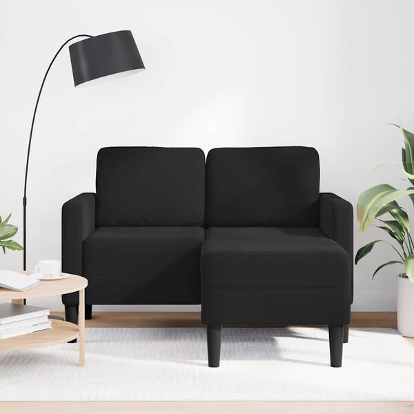 vidaXL 2-Sitzer-Sofa mit Chaiselongue L-förmig Schwarz 125 cm Samt