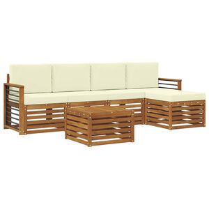 vidaXL Outdoor-Sofagarnitur mit Kissen 6 pcs Natur und Creme