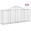 vidaXL Gabionen mit Hochbogen 12 Stk. 200x30x80/100cm Verzinktes Eisen