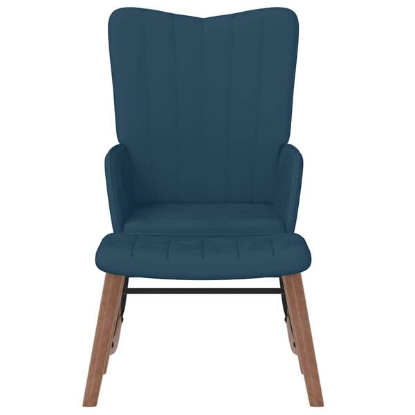 vidaXL Schaukelstuhl mit Hocker Samt Blau