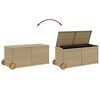 vidaXL Gartentruhe mit Rollen Beige 283L Poly Rattan