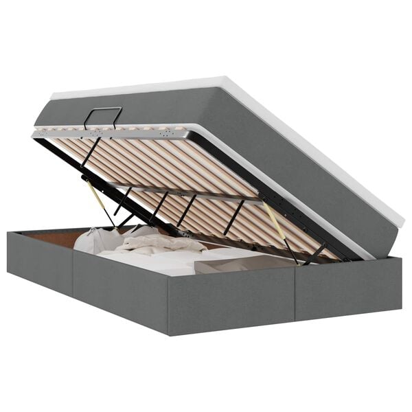 vidaXL Aufbewahrungsbett mit Matratze Dunkelgrau 120 x 190 cm