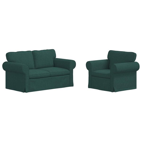 vidaXL Sofa 2 pcs Dunkelgr&uuml;n