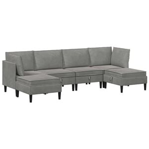vidaXL Wohnzimmergarnitur mit Kissen mit Speicher 6 pcs Hellgrau Samt