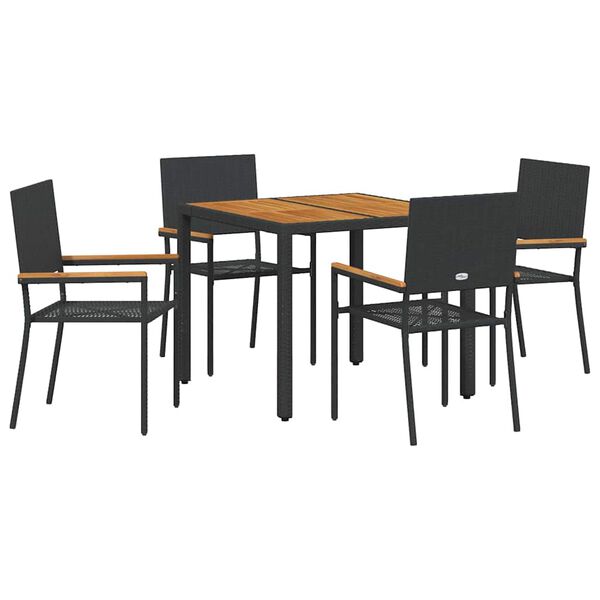 vidaXL Garten Essgruppe 5 pcs Schwarz Poly-Rattan