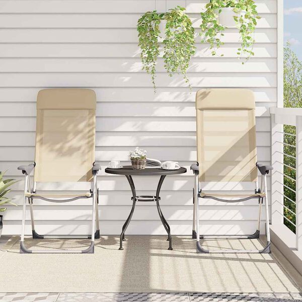 vidaXL Klappbare Campingst&uuml;hle 2 Stk. Aluminium Creme