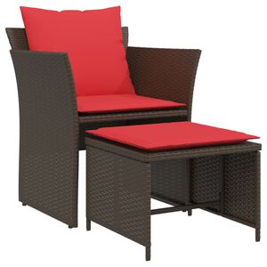 vidaXL Gartenstuhl mit Fu&szlig;hocker Braun Poly Rattan