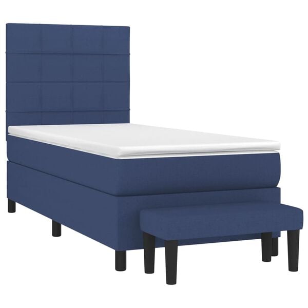 vidaXL Boxspringbett mit Matratze Blau 90x200 cm Stoff