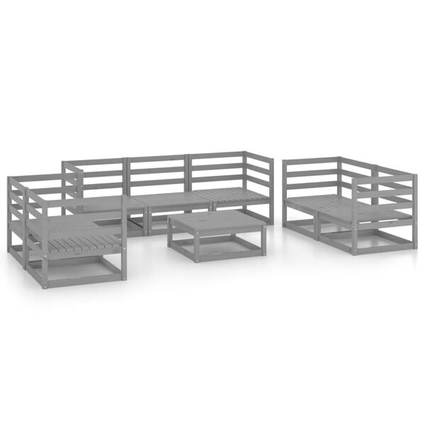 vidaXL 8-tlg. Garten-Lounge-Set Grau Massivholz Kiefer