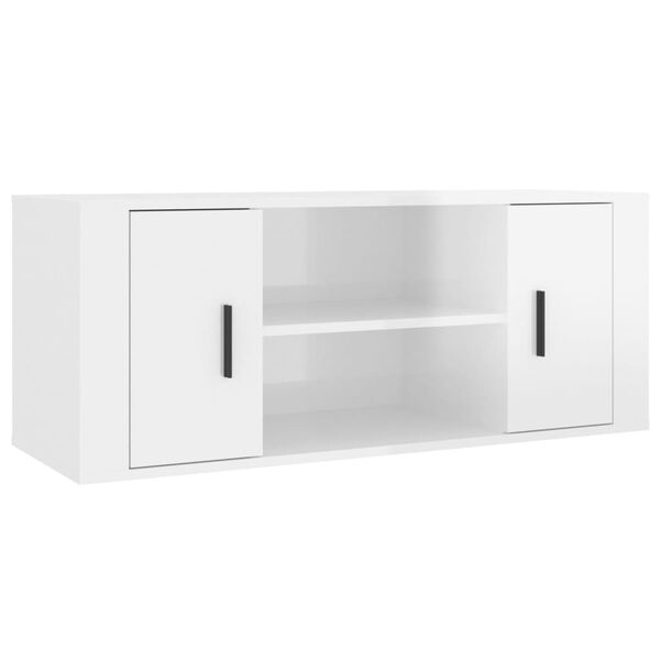 vidaXL TV-Schrank Hochglanz-Wei&szlig; 100x35x40 cm Holzwerkstoff