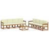 vidaXL Outdoor-Sofagarnitur 9 pcs Natur und Creme Massivholz Akazie